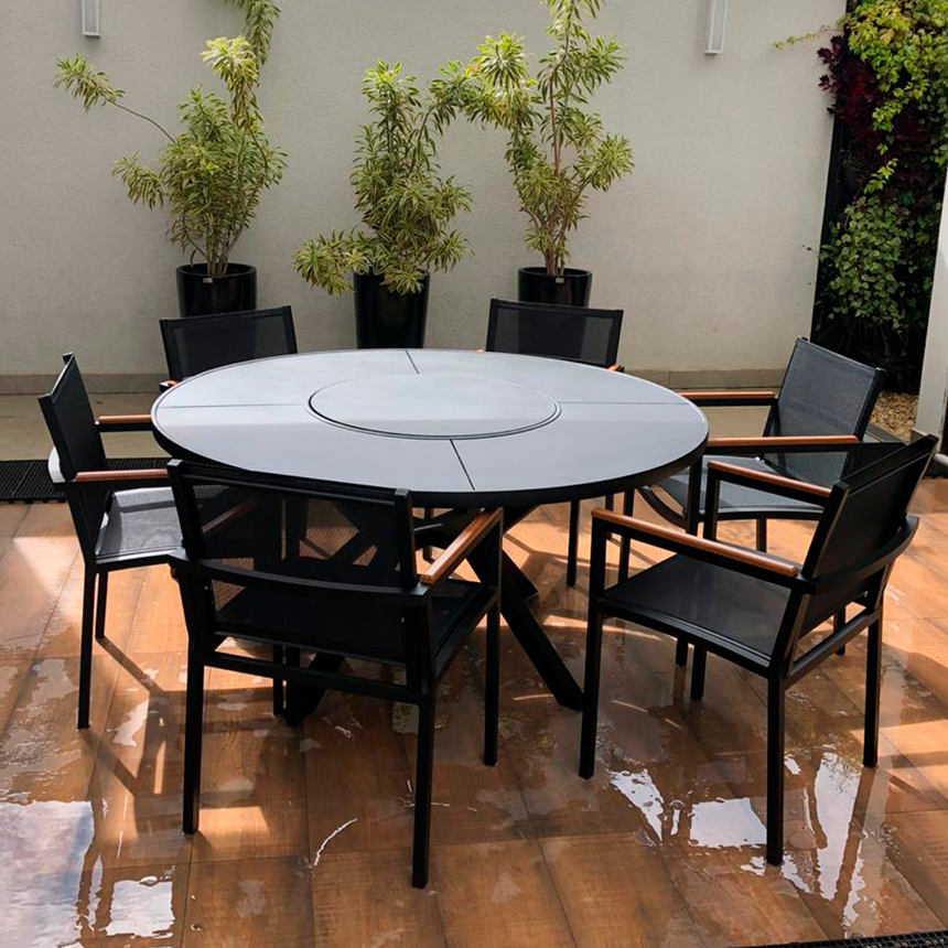 Conjunto de Mesa e Cadeiras Em Alumínio